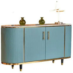 SIDEBOARD MARIA Hellblau Marmor, Kunstleder