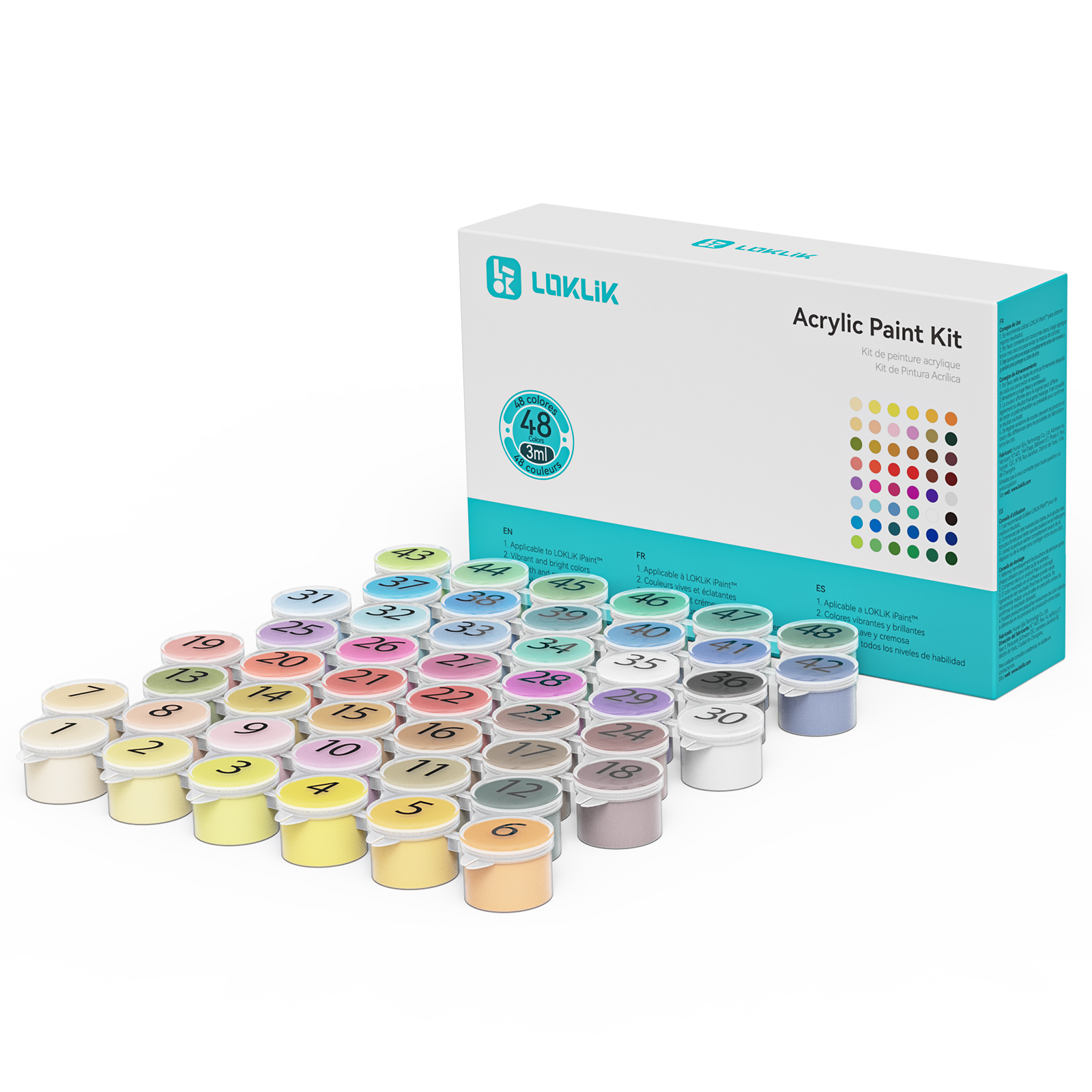 LOKLiK Acrylic Paint Kit - 48 Colors HH-BXYL-0007-US-L