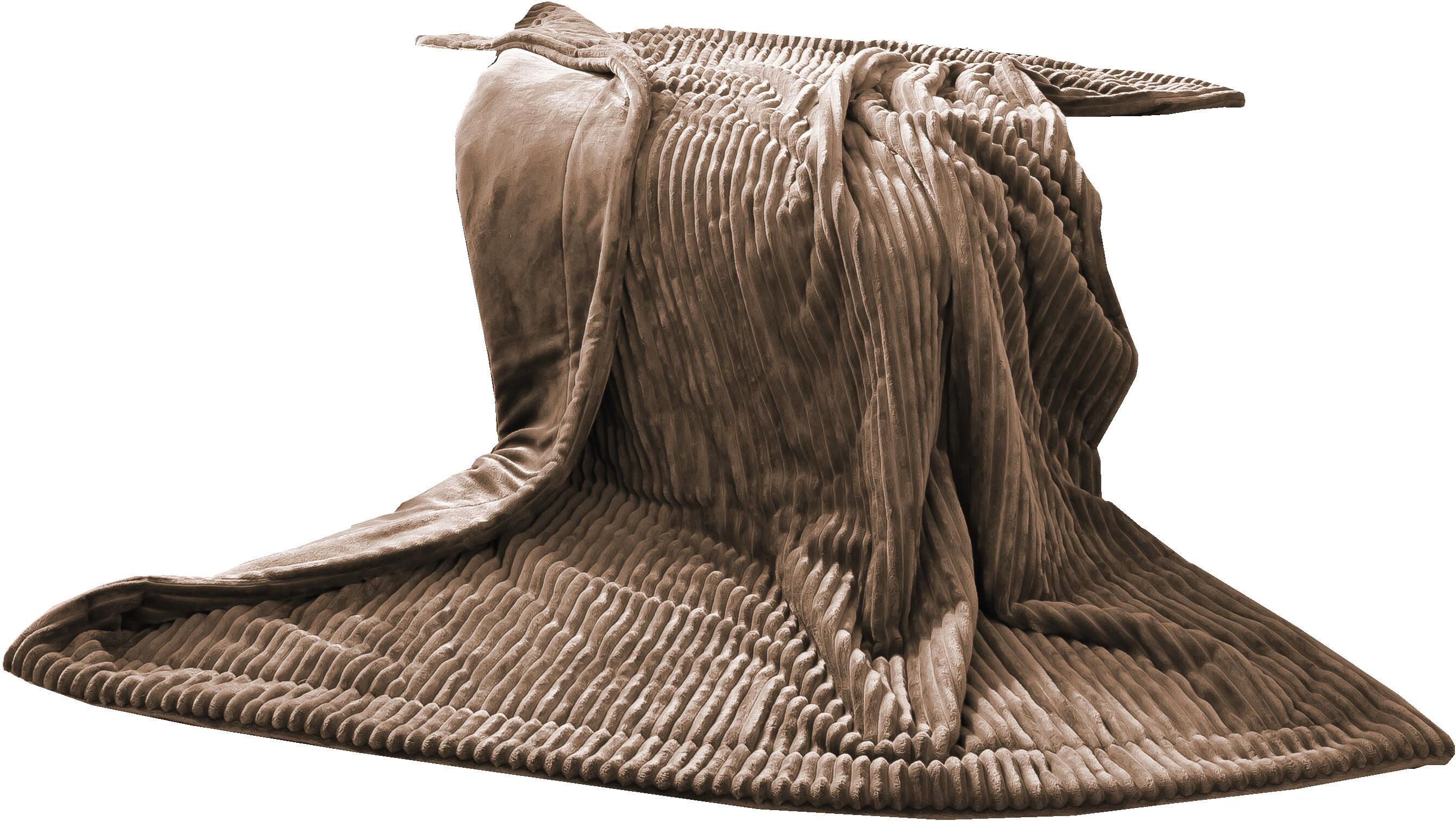 Wohndecke GÖZZE "Cordoptik", braun, B:150cm L:200cm, Kunstfaser, Wohndecken, Wohndecke, mit Glanzeffekt, Kuscheldecke braun B/L: 150cm x 200cm