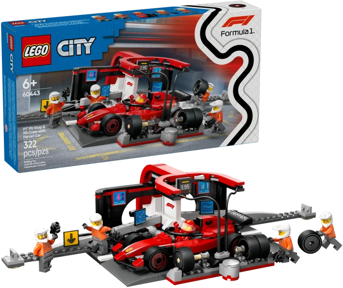 LEGO City 60443 F1 Boxenstopp mit Boxencrew und Ferrari Flitzer