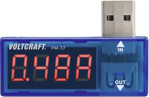 VOLTCRAFT PM-37 USB Tester digital CAT I Anzeige (Counts): 999