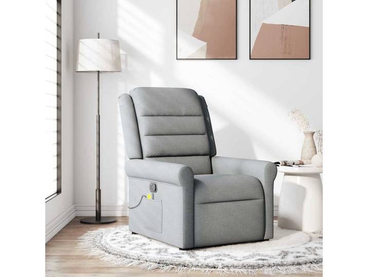 vidaXL Massagesessel, Massagesessel Hellgrau Stoff