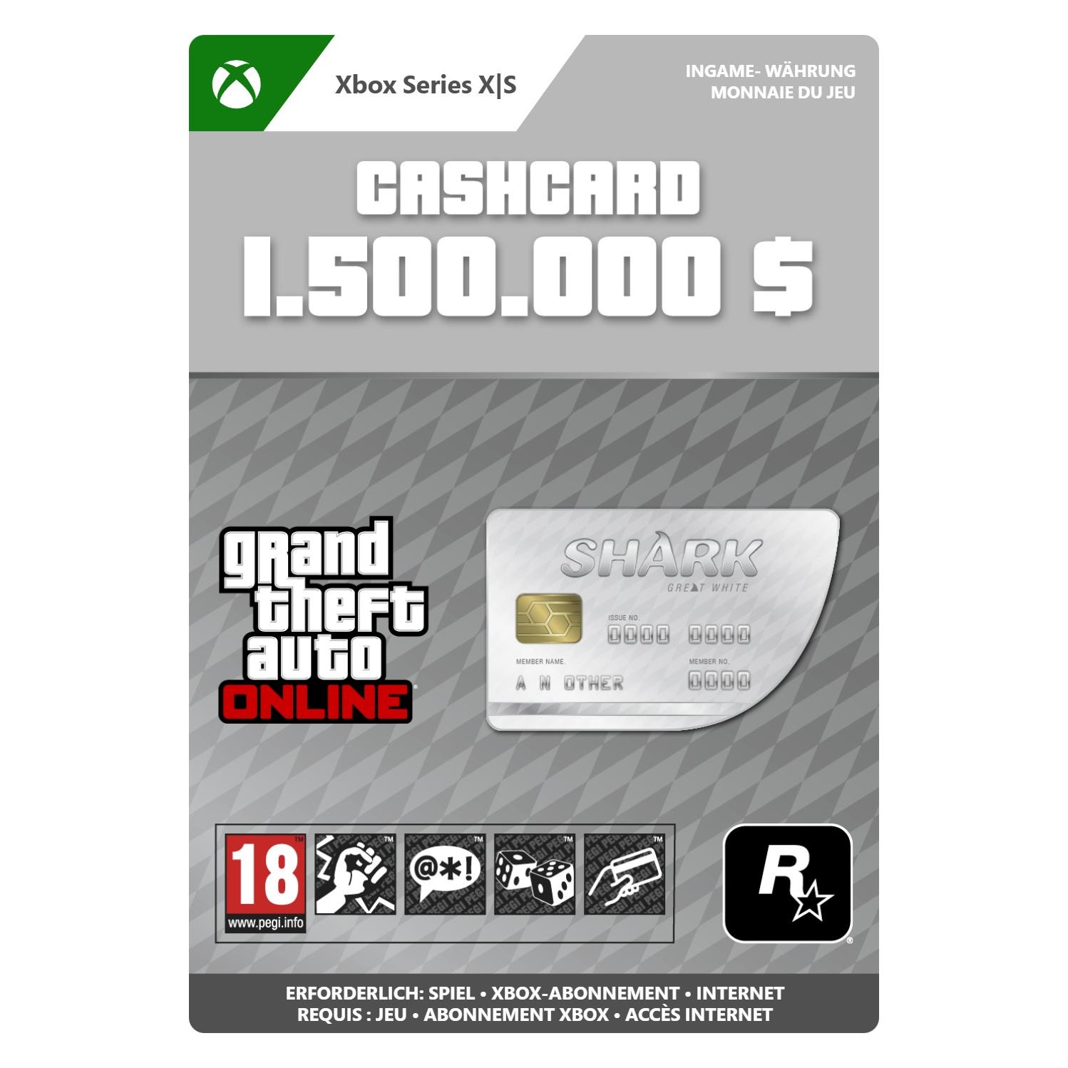 Microsoft Xbox GTA Online Great White Shark Cash Card Xbox Series XS Download Code (7F6-00580)