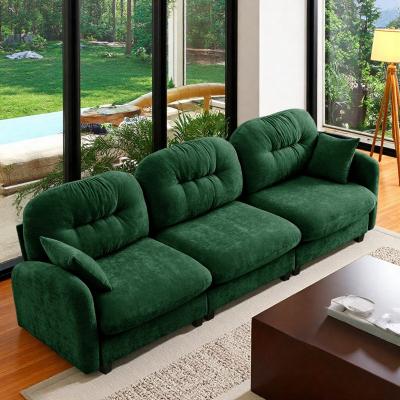 Chenille Modular Sofa with Quilted Pleated Design and Ergonomic Design