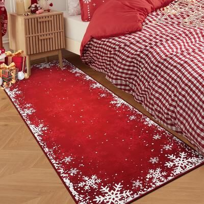 Garvee Christmas Snowflake Festival Decor Area Rug