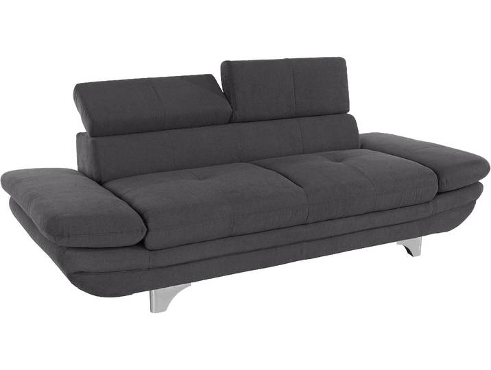 Polstergarnitur COTTA Enterprise , grau, B:214cm, Sitzmöbel-Sets, Polstergarnitur, Set bestehend aus: 2-Sitzer mit Kopfteilverstellung & Hocker