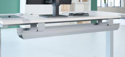 Schäfer Shop Genius Kabelkanal für Tischbreite 1800 mm, abklappbar, Stahl, weißaluminium, B 1400 mm