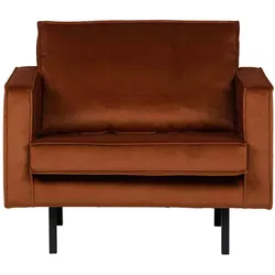 Sessel Rodeo Samt, modernes Design, weich gepolstert, rostfarben, Metallgestell
