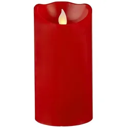 LED Kerze Twinkle Echtwachs mechanisch bewegte Flamme Timer H: 15cm rot