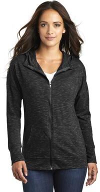 District DT665 Women's Medal Full-Zip Hoodie Jacket in Black size 3XL   Cotton/Polyester Blend