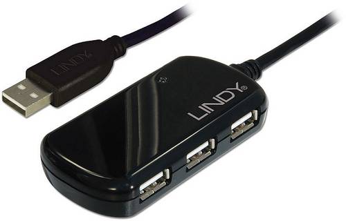 LINDY 42781 USB-Hub 4 Port USB-A USB 2.0 480MBit/s mit eingebautem Repeater