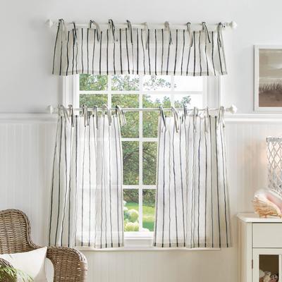 Martha Stewart Laguna Stripe 3-piece Curtain Tier and Valance Set