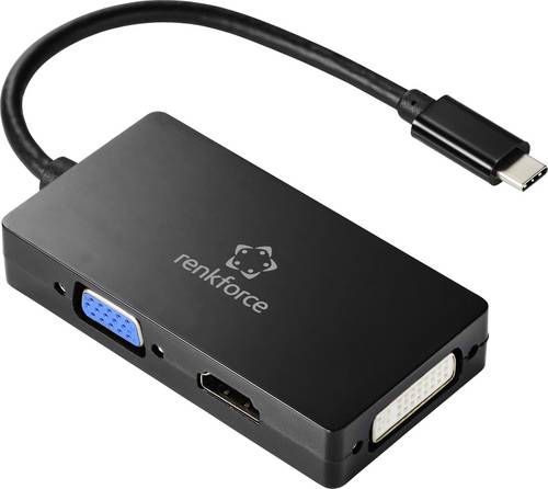 Renkforce RF-4633066 USB-C / HDMI / DVI / VGA Adapter [1x USB-C Stecker - 1x VGA-Buchse, HDMI-Buchse, DVI-Buchse 24+5pol.]
