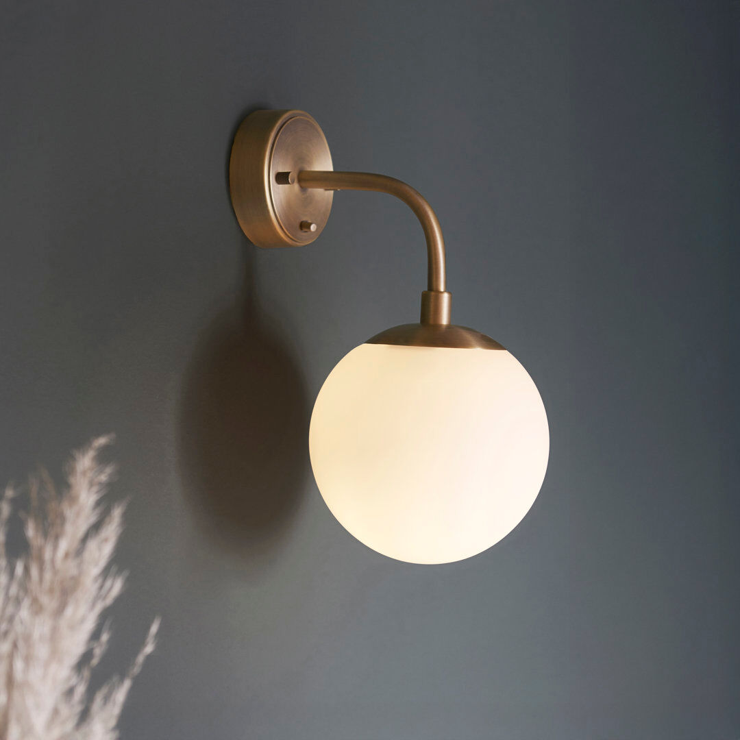 Canora Grey Cadel Ontario 1-Light Wall Light Frosted;Matt Antique Brass;Mattes Altmessing 29cm H X 15cm W X 20cm D