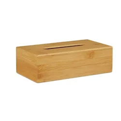 Relaxdays Kosmetiktücherbox Bambus, HBT: 8,5 x 27,5 x 15,5 cm, Tuchspender für Taschentücher u. Kosmetiktücher, natur