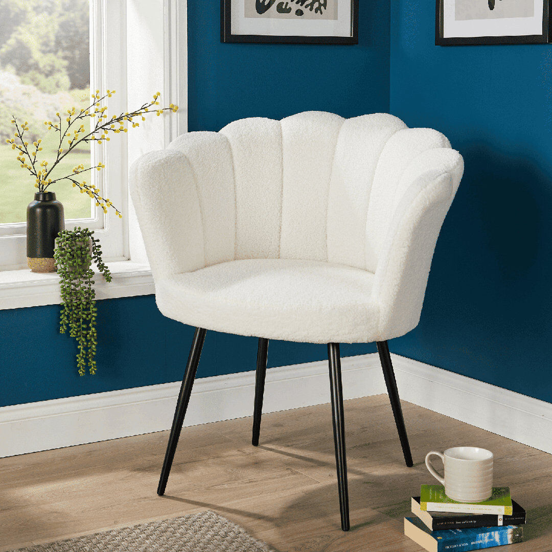 Fairmont Park Afifah Scallop Barrel Occasional Accent Chair White 72cm H X 62.5cm W X 82cm D