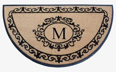 "A1 Home Collections Natural Coir & Rubber Hand Flocked Thick Durable Monogrammed Doormats, 36"" x 72"""