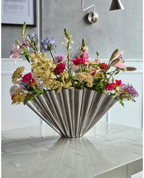 House Doctor Flood Vase H30cm, Børstet Sølvfinish