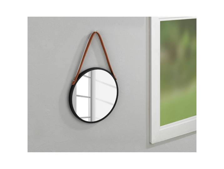 home24 Wandspiegel Borrone Ø 30cm zwart gelakt ijzer/glas