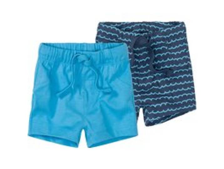 LUPILU® Set de 2 shorts bébé (bleu foncé/bleu, 0-2 mois)