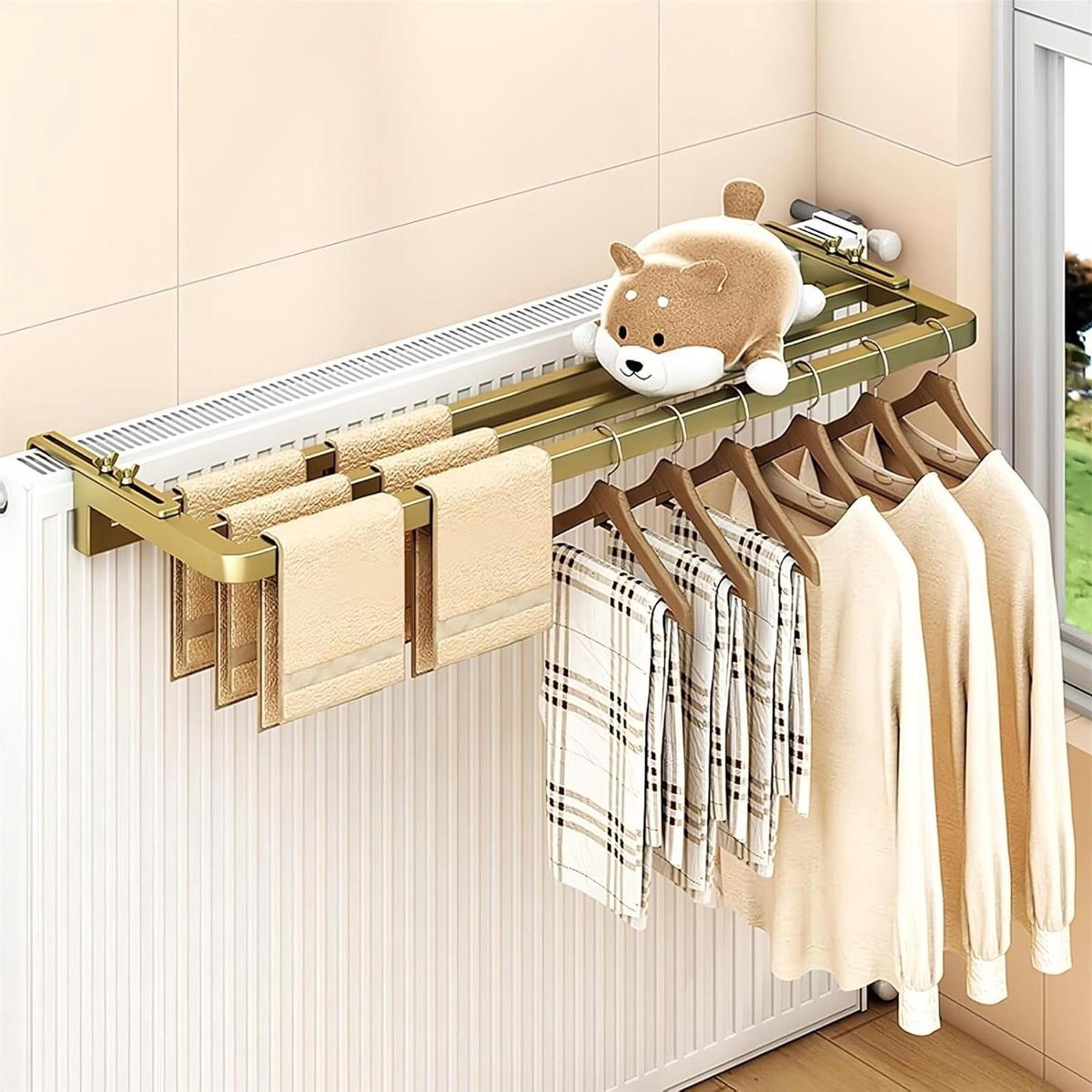 Radiator Wasrek Zwart - Verstelbaar Droogrek voor Kleding - Breedte: 25 cm verbreed