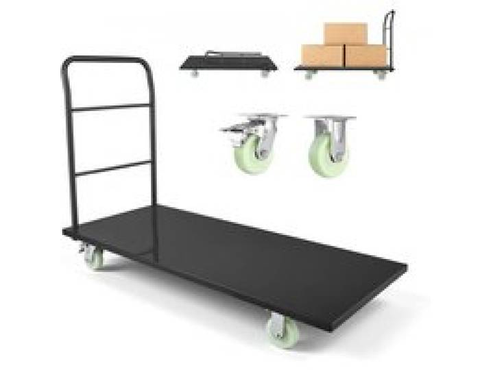 VEVOR Plattformwagen Klappbar 907 kg, Transportwagen mit Schwenkrädern & Griff, Lagerwagen, Schwerlast-Rollwagen für Gepäcktransporte, Ideal für Lager, Werkstatt, Fabrik, 1525x700x1090 mm