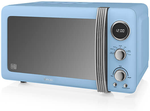 Swan Retro Blue 800W Digital Microwave
