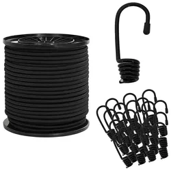vidaXL Bungee-Schnüre mit Haken 4 mm Schwarz PP und Gummi