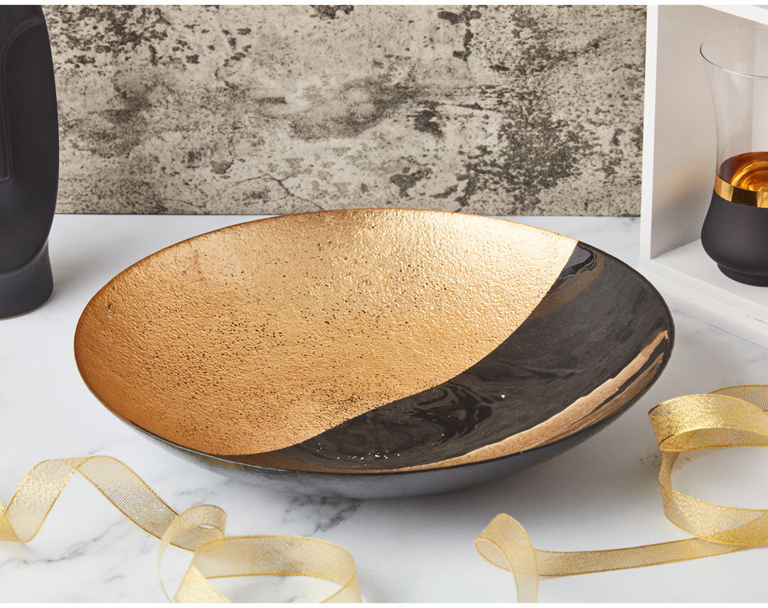 Anton Studio Designs Fusion Bowl Black/Gold 6.5cm H x 32cm W x 32cm D