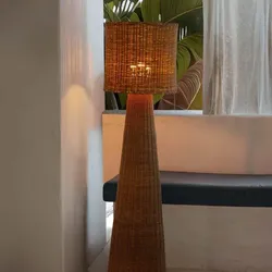 New Garden Dekorative Rattan Stehleuchte Grace 140 Nature Akku USB Fernbedienung Höhe: 137 cm, warmweißes Licht IP54