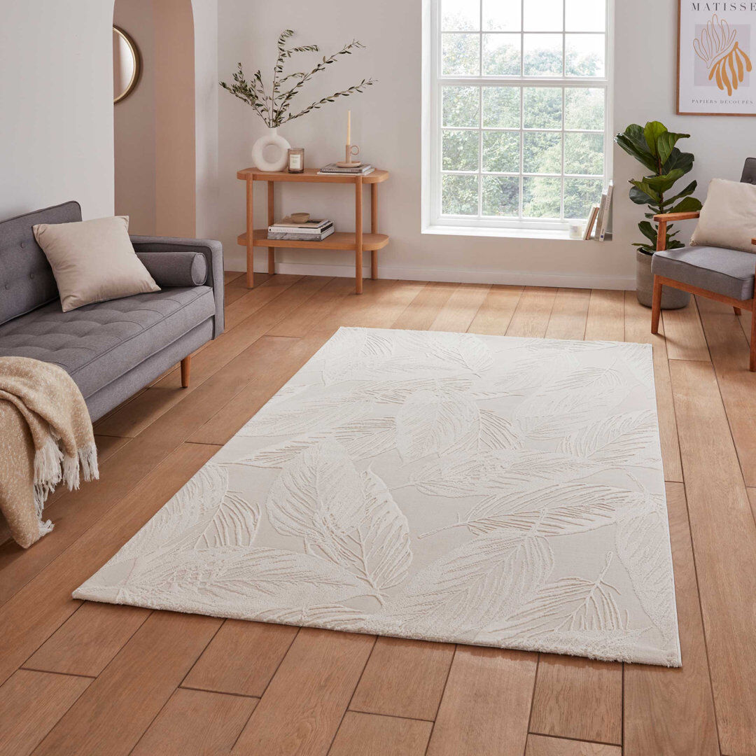 Brayden Studio Atward area rug Machine Woven Rectangle Cream Cream Rectangle 120cm x 170cm