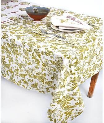 "French Home Honeysuckle 59"" x 98"" Tablecloth - Chartreuse"