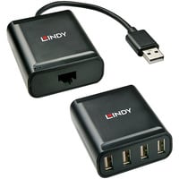 4 Port USB 2.0 Cat.6 Extender, USB-Extender schwarz, 60m
