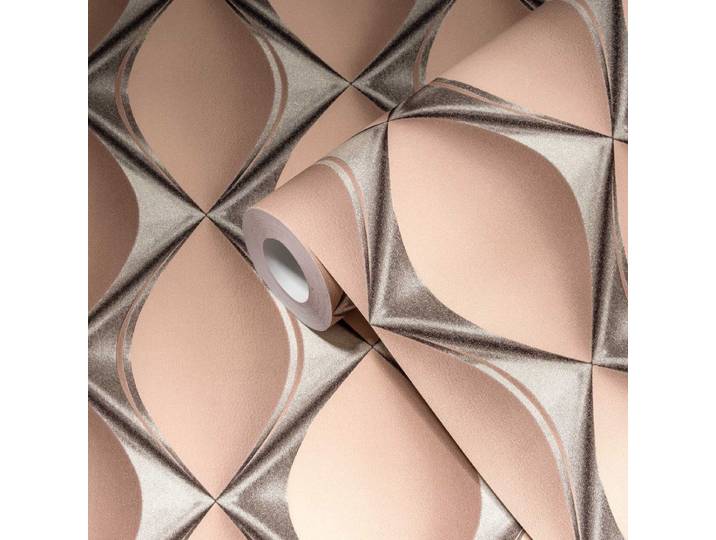 GRAFISCH 3D BEHANG Optische Illusie - roze zilver grijs - A.S. Création My Home My Spa