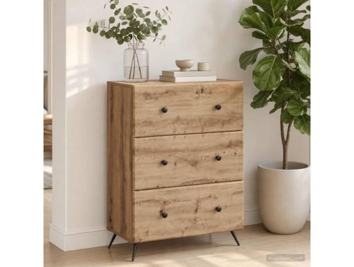 HPUYRFG Schubladenschrank Holzwerkstoff Artisan-Eiche mit Metallrahmen Stauraumschrank, Schiebetüren, verstellbare Regale, Schlafzimmer, Home Office