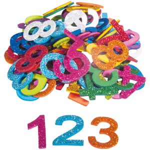 Rayher Moosgummi 30228000 Glitzer Zahlen, Höhe 3 cm, farbig sortiert, 2 mm Stärke, selbstklebend, 100 Stück
