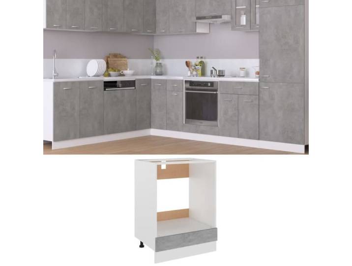 Armoire de cuisine - Aggloméré - Gris béton - Contemporain - Design