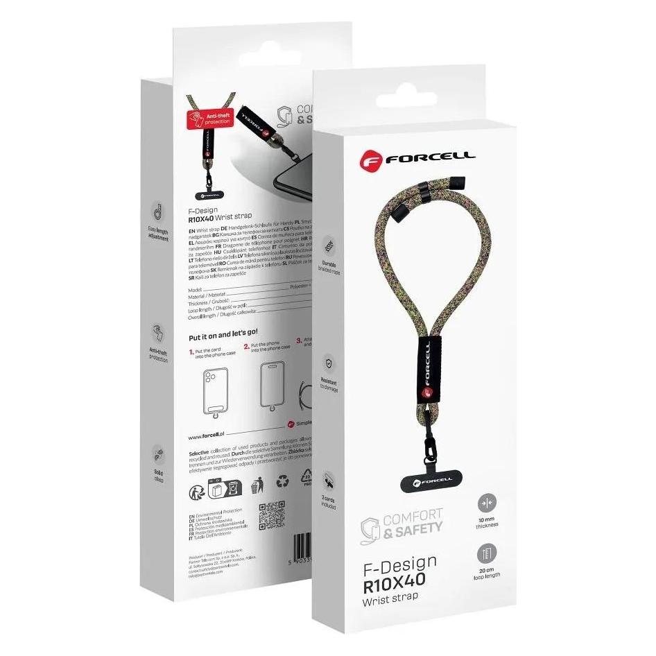 Forcell F-Design R10X40 Handy-Handgelenkband - Längenverstellbar - Schlaufe max. 20 cm - Grün, Rosa, Lila (60113636)