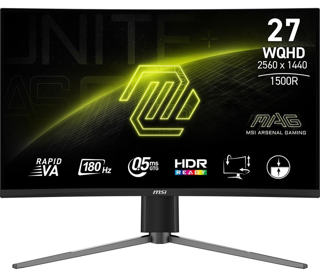 MSI MAG 27CQ6PF beeldscherm, 68,6 cm (27 inch), 2560 x 1440 pixels, Wide Quad HD, LCD, zwart