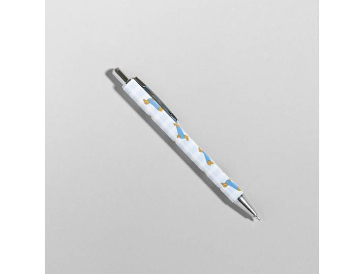 Stift mit Hundemotiv und blauem Vichy-Karo-Muster