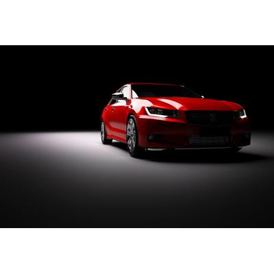 Fototapete PAPERMOON "Rotes Auto im Rampenlicht", bunt, B:4m L:2,6m, Vlies, Tapeten