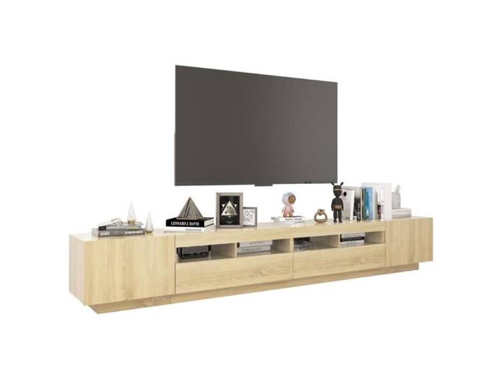 Meuble TV - VINGVO - YIN(3081918) - Chêne sonoma - 260x35x40 cm - Lumières LED RVB