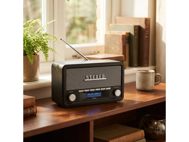 Tischradio DAB+/FM, Bluetooth, Wecker, AUX, dunkelgrau