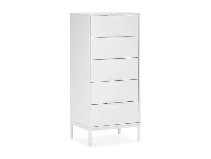 Commode haute 5 tiroirs couleur blanc
