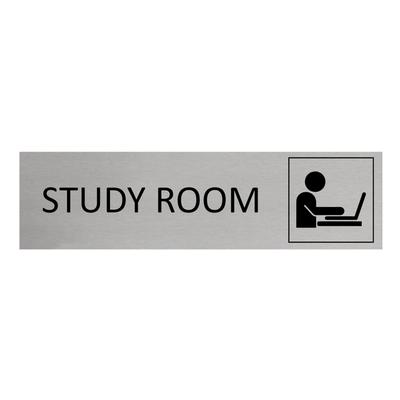 CombiCraft Aluminium Türschild Study Room 165x45mm mit 3M-Tape zur Befestigung, einfache Kennzeichnung von Räumen und Bereichen