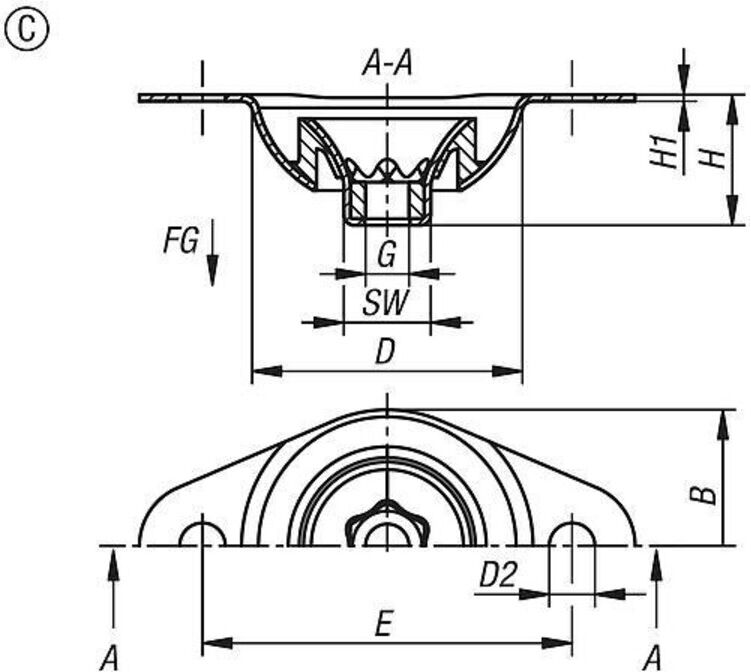 KIPP Gummi-Metall Deckenelement K2012.01060 Stahl verzinkt)