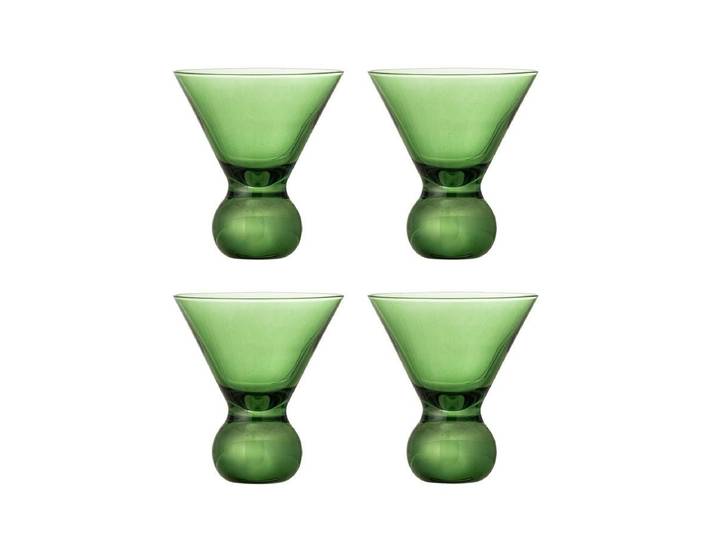 Cocktailgläser Elvo – farbiges Glas mit skulpturaler Form (4er-Set) - Grün - Luxusbetten24