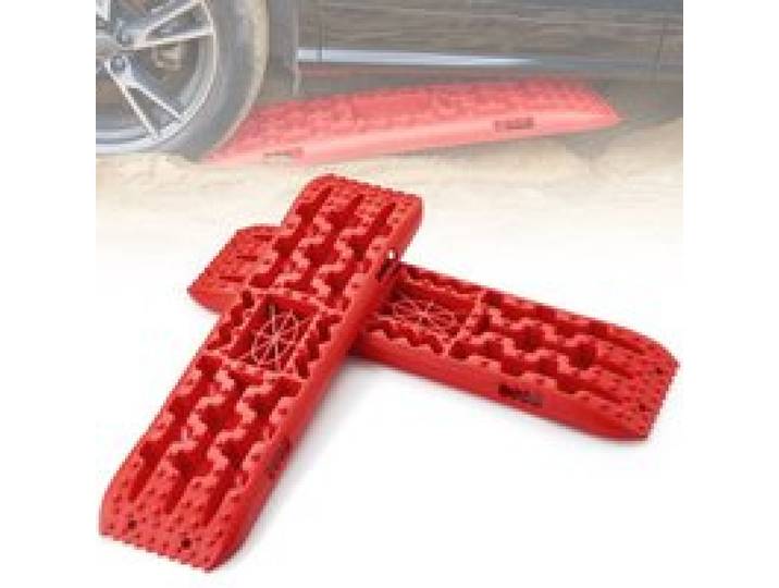 VEVOR 10 TONNEN Traktionsbretter mit PP-Material, Bergungsbretter für Geländefahrzeuge/Autos/Pickups/SUVs/Wohnmobile, Paar Reifen-Traktionsmatten auf Schnee, Sand, Schlamm und losem Untergrund, Aufbewahrungstasche, lang, rot