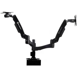 Silverstone SST-ARM22BC Dual Monitorhalterung (Tisch, 24", 10 kg), Monitor Halterung, Schwarz