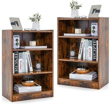 2PCS 3-Tier Bookcase Multipurpose Display Rack w/ Adjustable Shelves